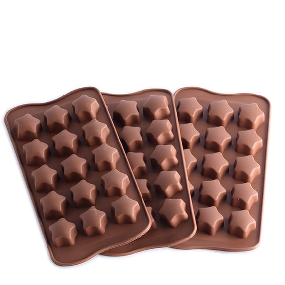 YFGEFTR Chocolate Molds, 15-Cavity Star Shaped Chocolate Molds, Non Stick Silicone Mold for Candy Chocolate Jelly, BPA-Free(3Pcs)