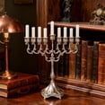 thumbnail image 1 of YFGEFTR Classic Gold Geometric Menorah 9" Silver Plated Chanukah Candle Fits Standard Hanukkah Candles Traditional Shape Chanukkah Menora - Gold, 1 of 6
