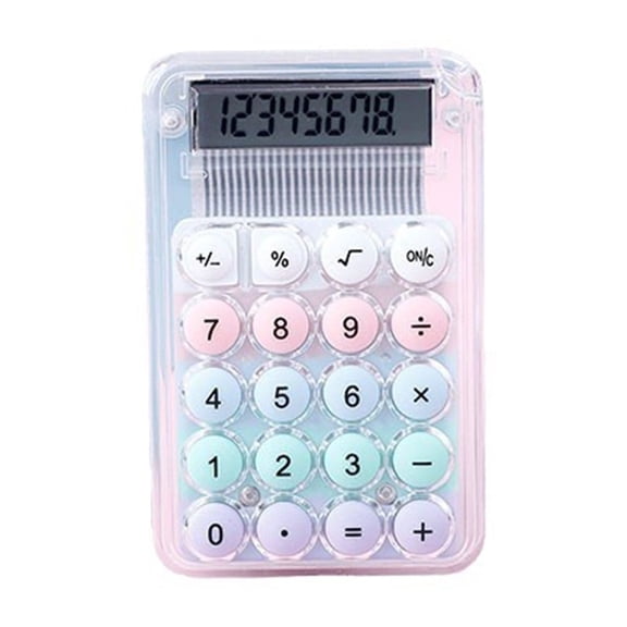 YFGEFTR Cute Calculator, Digital Desktop Calculator with 8-Digit LCD Display, Transparent Body, Ideal for School Home Office Basic