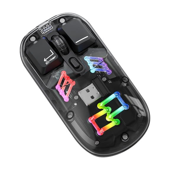 YFGEFTR Cute Wireless Mouse Bluetooth Rechargeable, 2.4G & Dual BT Silent Computer Mouse with RGB Light, 4 Adjustable DPI, Purple Transparent Shell Figurine Design for Laptop PC