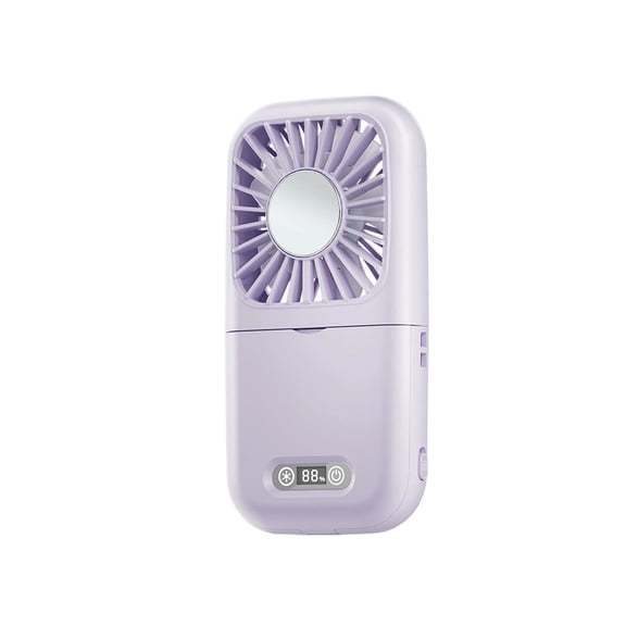 YFGEFTR Foldable Makeup Mirror Cooling Fan, USB Multi Functional Foldable Neck Hanging Ice Compress Mirror Fan, Personal Cooler