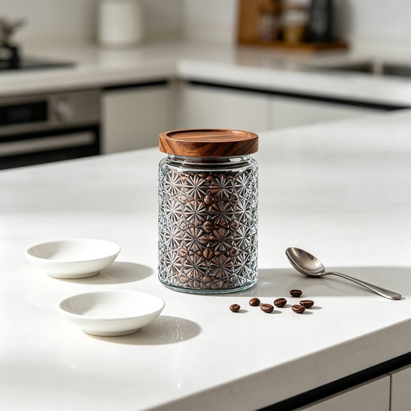 YFGEFTR Glass Jar With Lid, Airtight Kitchen Storage Containers, Kitchen Canisters for Sugar/Coffee/Tea/Spice/Flour/Candy Cookie/Pasta/Cereal