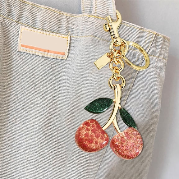 YFGEFTR Glitter Bowknot Cherry Bag Purse Charms Keychain Accessories for Handbag Tote Bag, Car Key Chains Cute Gifts for Women