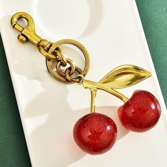 YFGEFTR Glitter Bowknot Cherry Bag Purse Charms Keychain Accessories for Handbag Tote Bag, Car Key Chains Cute Gifts for Women