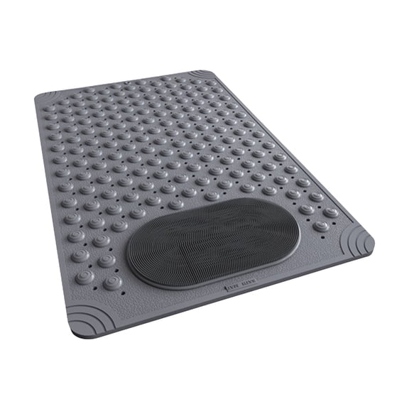 YFGEFTR Gray Non Slip Massage Mat for Bathroom, Bathtub Mat with Massage Nubs for Circulation, Soft PVC Rubber, Easy Clean, Anti Fatigue Floor Pad, Light Gray