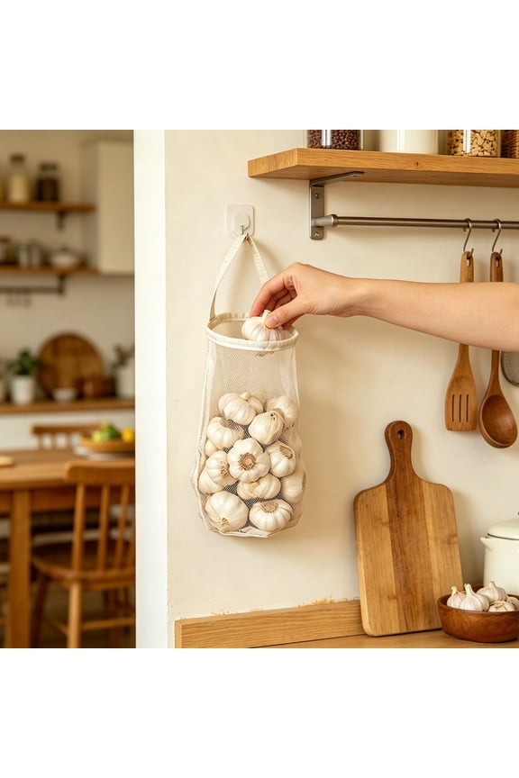 Hanging Mesh Storage Bag, Reusable Net Produce Bags for Kitchen and Home Use, Ideal for Vegetables/Produce/Small Household Items