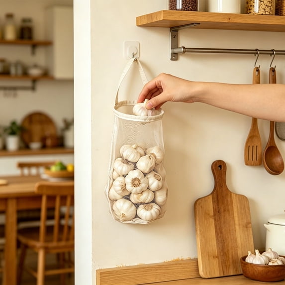 YFGEFTR Hanging Mesh Storage Bag, Reusable Net Produce Bags for Kitchen and Home Use, Ideal for Vegetables/Produce/Small Household Items