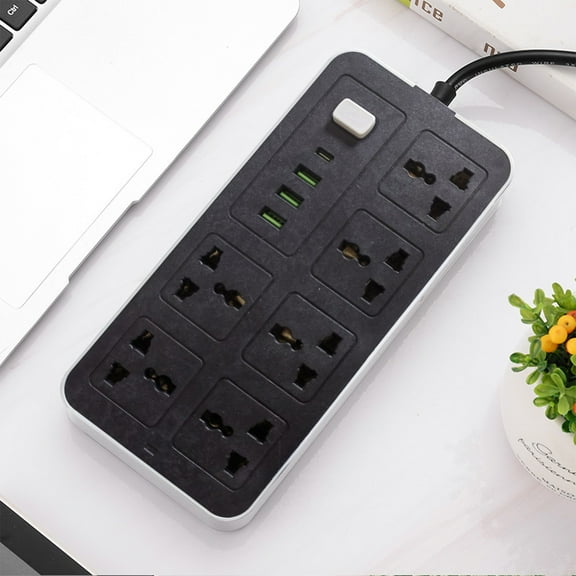 YFGEFTR Home Multifunctional With Switchs US Gauge Strip Long Power Cord 6 Socket Expander 3 USB Ports 6.56 Ft Extension Cord Strip