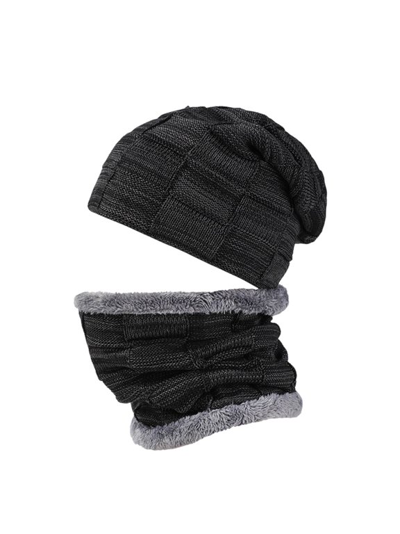 Mens Womens Winter Beanie Hats Warm Neck Warmer Scarf Thermal Skullies & Beanies Caps Fleece Infinity Scarves Knit Hat for Men Women Cold Weather Driving Running Skiing Gift