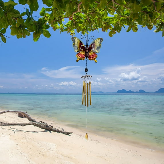 YFGEFTR Metal Butterfly Wind Chimes, Insect Wind Bells - Outdoor Fence Wall Art Decor, Rainbow Prisms Sun Catchers with Crystals Hanging for Home Garden Ornament for Christmas Tree