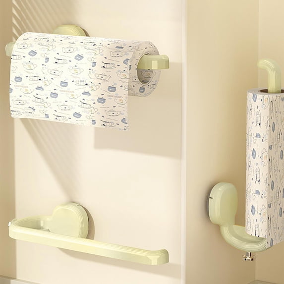 YFGEFTR Paper Towel Holder Wall Mount, Space Saving Hanging Paper Roll Holder Dispenser, No Drill Suction Paper Towel Holder for Kitchen/Bathroom/Sink/Pantry