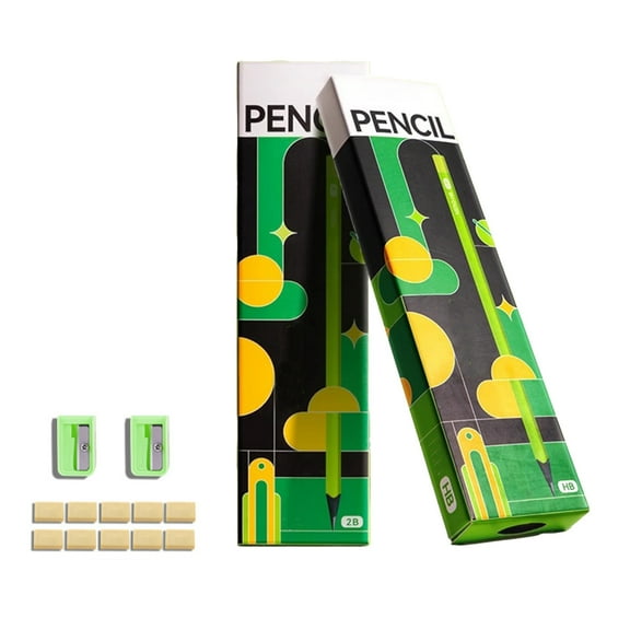 YFGEFTR Pencils, 2B + HB Soft, Black | Wood-Cased | Unsharpened | 20 Count Total