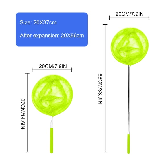 YFGEFTR Pool Net Skimmer, Kids Telescopic Butterfly Fishing Nets for Catching Bugs Fish Insect Ladybird, Extendable from 14.57" to 33.86 " and Anti Slip Grip