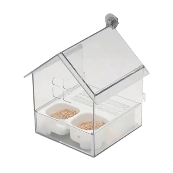 YFGEFTR Pull-Out External Parrot Feeder, No Mess Bird Feeder, Decorative Transparent Bird Bath Tub with Two Food Slots, Easy to Fill Hold and Clean, Suitable for Parrot & Finch