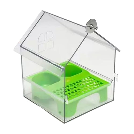 YFGEFTR Pull-Out External Parrot Feeder, No Mess Bird Feeder, Decorative Transparent Bird Bath Tub with Two Food Slots, Easy to Fill Hold and Clean, Suitable for Parrot & Finch