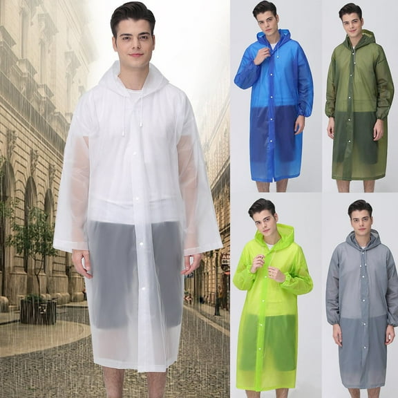 YFGEFTR Rain Ponchos for Adults Reusable, EVA Rain Ponchos For Adults Rain Jackets Raincoats for Men Women with Hood and Drawstring