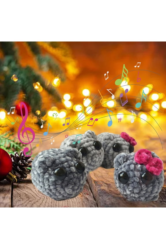 Sad Hamster Meme Bow Keychain with Sound Upgrade Hand-Knitted Sad Hamster Plush with Gift Box & Card for Women Girls Birthday Christmas