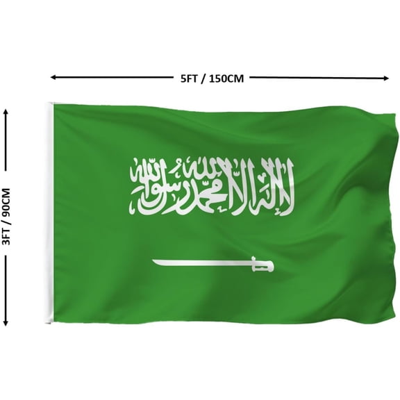 YFGEFTR Saudi Arabia Flag - Vivid Color and Fade proof - Canvas Header and Double Stitched - Saudi Arabia Flags Polyester with Brass Grommets 3 X 5 FT
