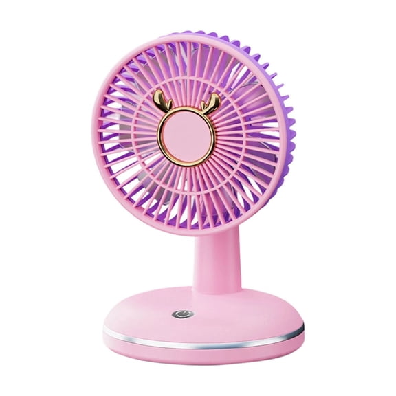 YFGEFTR Small Round Base Cute Deer Desktop Fan, USB Powered Personal Breeze, Quiet and Compact, Strong Airflow, for Home Office, Fun Gift