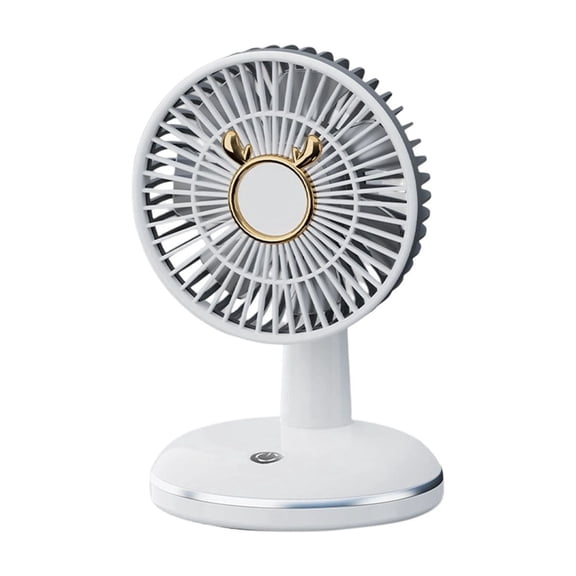 YFGEFTR Small Round Base Cute Deer Desktop Fan, USB Powered Personal Breeze, Quiet and Compact, Strong Airflow, for Home Office, Fun Gift