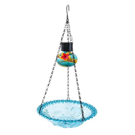 YFGEFTR Solar Hummingbird Feeder - Outdoor Hanging Bird Food Feeder with Illuminated Lantern, Garden Yard Decor, Hummingbird Pattern