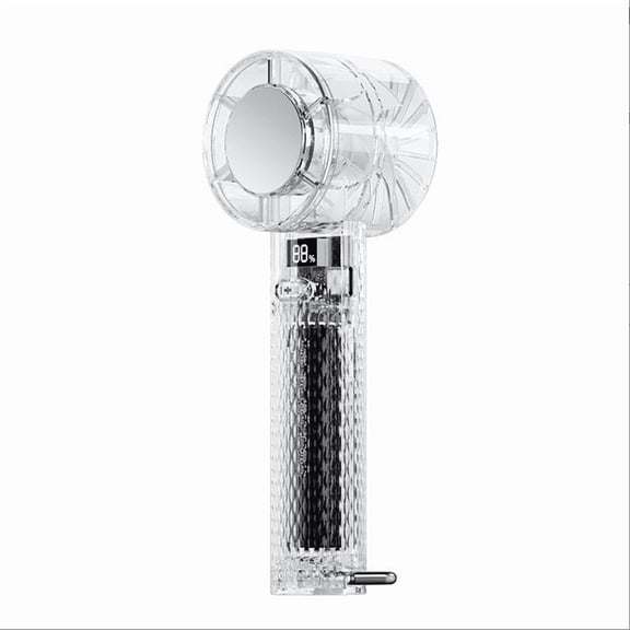YFGEFTR Transparent Refrigeration Fan with Digital Display, Ice Pack Portable Outdoor Dormitory Fan, 100 Level Charging Mini Fan, Clear Body Cooling Blower