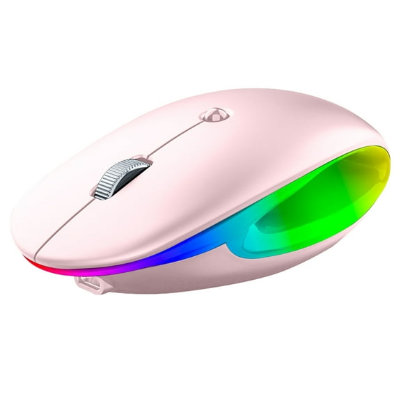 YFGEFTR Wireless Bluetooth Mouse, LED Slim (Bluetooth 5.1 + USB) 2.4GHz Rechargeable Silent Bluetooth Wireless Mouse with Type C Adapter for Laptop/MacBook/iPad OS