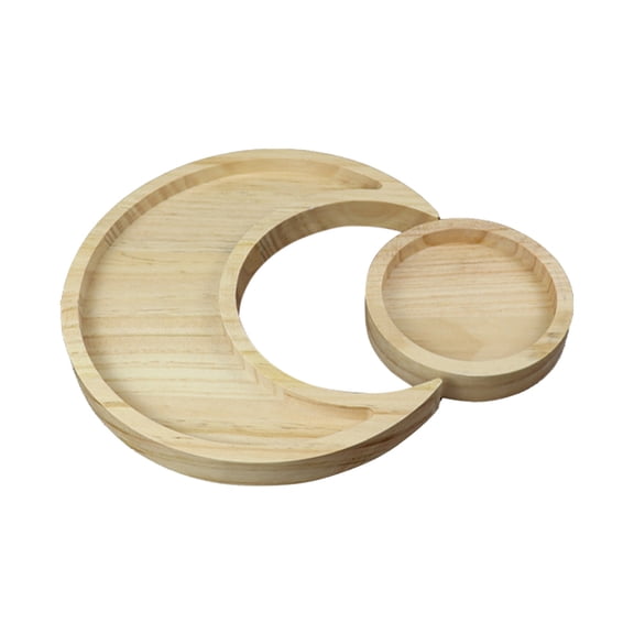 YFGEFTR Wooden Moon Tray – Multi-Functional Fruit & Snack Serving Plate for Home Kitchen, Living Room, Bedroom Organization – Space-Saving Desktop Storage Dish for Food, Charcuterie, and Decor