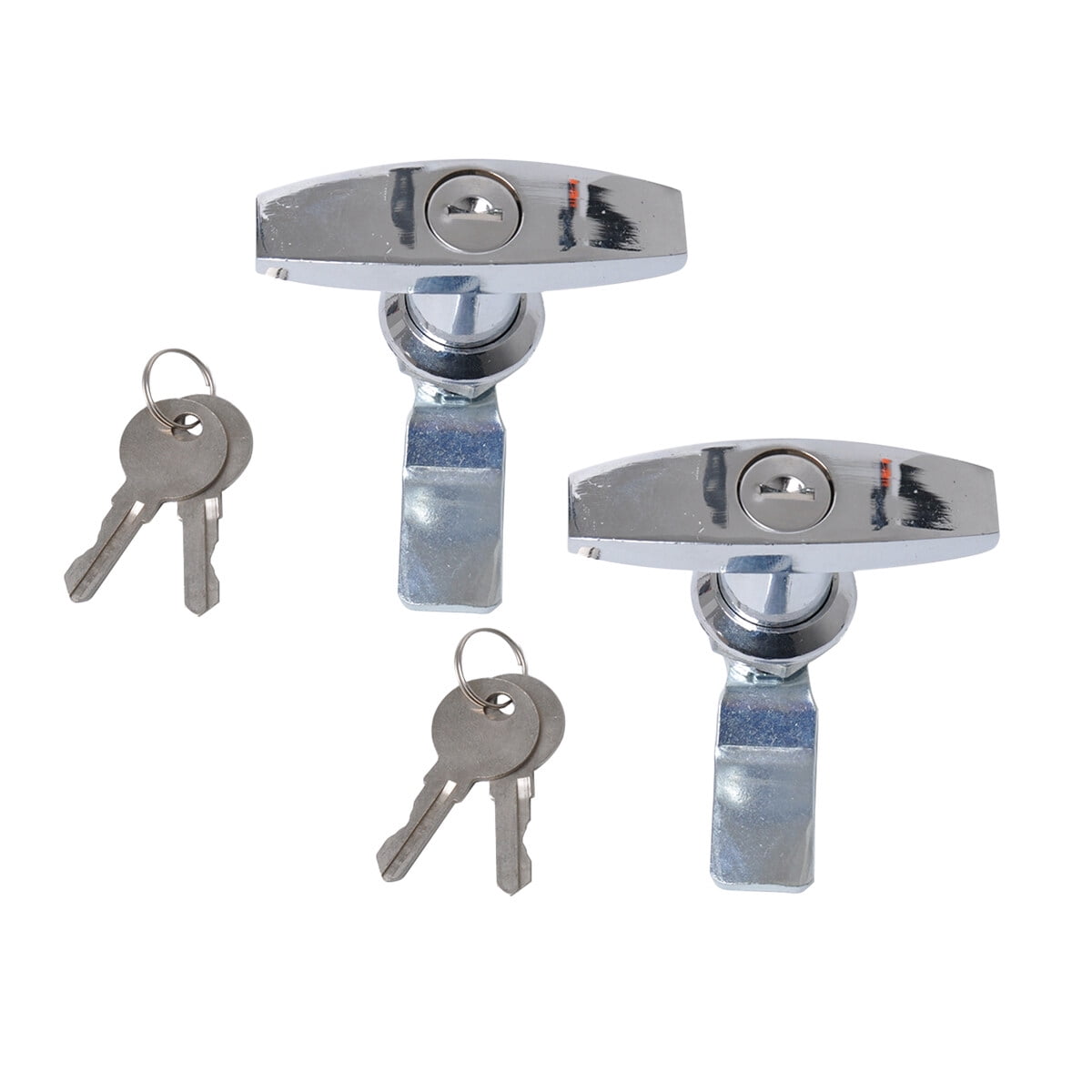 YFJQTZX 2 pc Anti-theft T-shaped Handle Locks with Keys for Power Distribution Cabinet Caravan Trailer RV Toolbox (Silver)