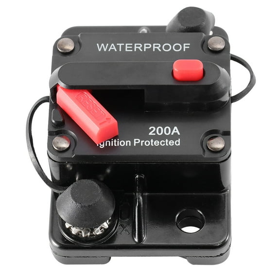 YFJQTZX 200A Waterproof High Amp Manual Reset Dual Stud Circuit Breaker with Switch (Black)