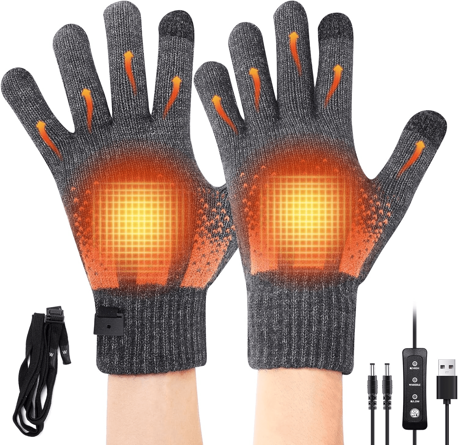 YFJQTZX Unisex Knitting Heating Gloves, Black