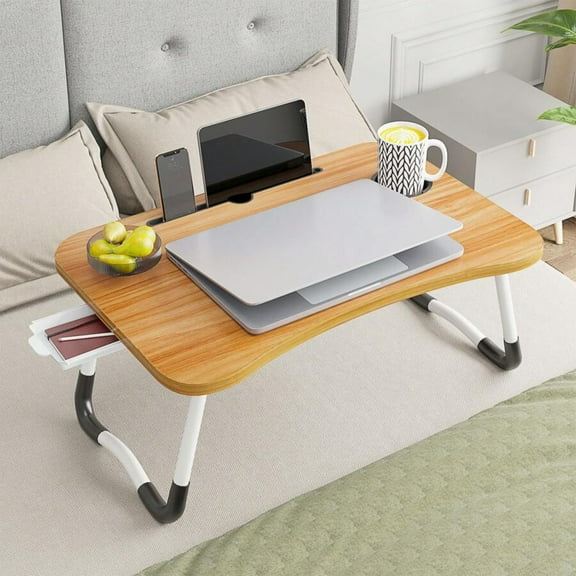 YFLXDMLYYSC 1pcs Laptop Bed Desk, Folding Lap Desk With Cup Holder, Portable Laptop Stand For Bed Laptop Desk Bed Table Tray With Drawer