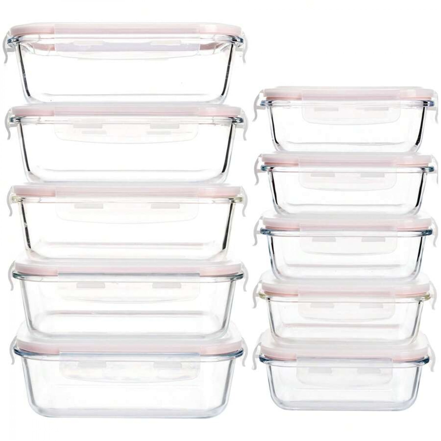 YFLXDMLYYSC 20 Pieces Glass Meal Prep Containers With Steam Vent, Food ...