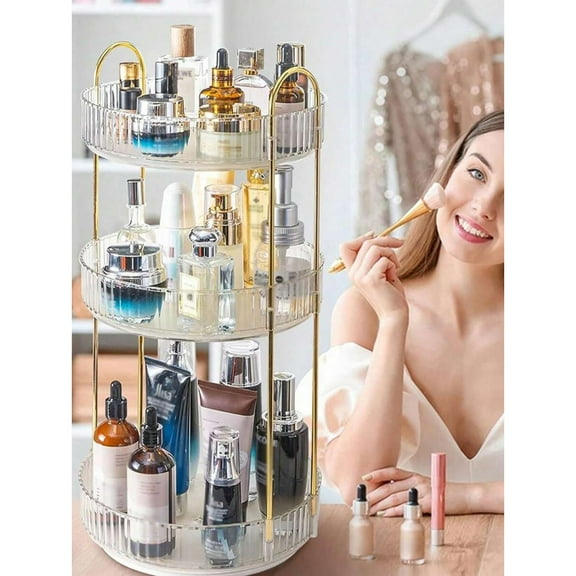 YFLXDMLYYSC 3layers360. °   Rotating Makeup Organizer, Spinning Perfume Skincare Organizer, Large Capacity Cosmetic Storage For Bathroom, Vanity, Countertop