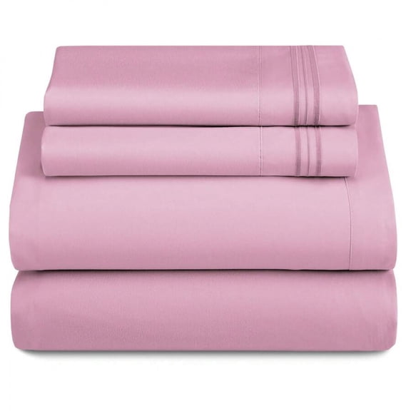 YFLXDMLYYSC 4-Piece Solid Pink Color Bed Sheet Set  Brushed Microfiber Sheets With Pillowcases