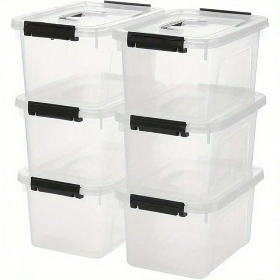 YFLXDMLYYSC 6-Pack Stackable Storage Bins With Secure Snap-Lock Lids - Clear Plastic Organizer Boxes,Heavy-Duty Containers