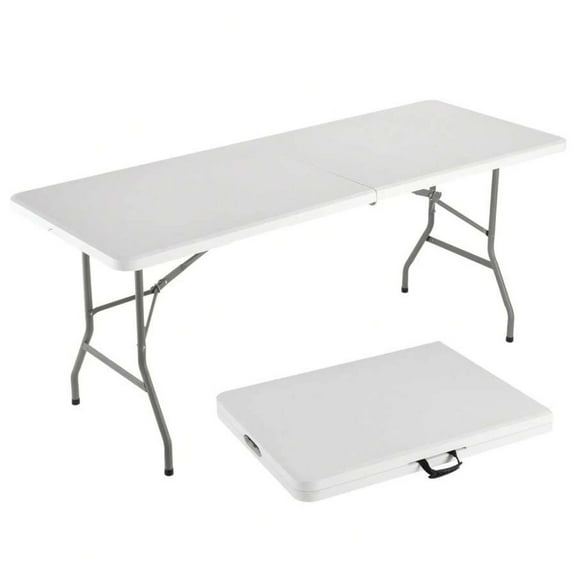 YFLXDMLYYSC 6ft Folding Table Plastic Fold in Half w/Handle Heavy Duty Portable Indoor Outdoor for Garden Party Picnic Camping BBQ Dining