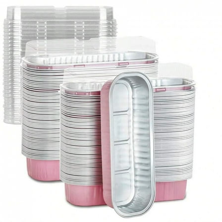 YFLXDMLYYSC Mini Loaf Pans with Lids 100 Pack, 6.8oz Aluminum Foil Mini Cake Baking Pans Cupcake Tins Containers,Disposable Ramekins Bread Baking Cups Muffin Tins Holders