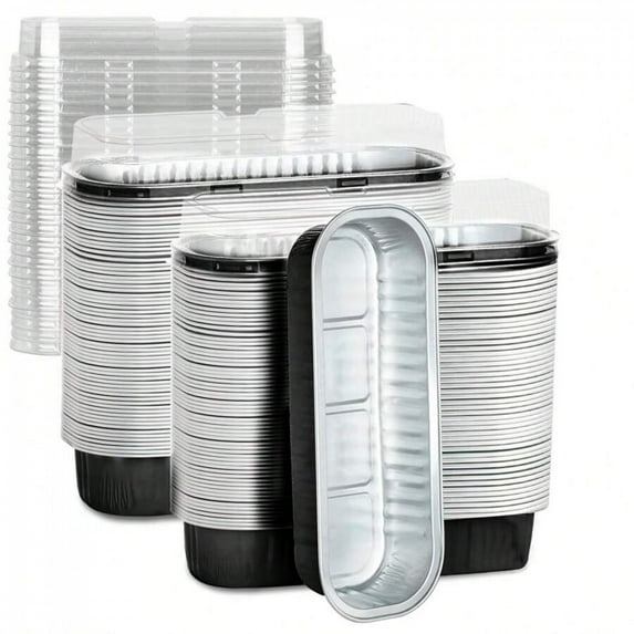 YFLXDMLYYSC Mini Loaf Pans with Lids 100 Pack, 6.8oz Aluminum Foil Mini Cake Baking Pans Cupcake Tins Containers,Disposable Ramekins Bread Baking Cups Muffin Tins Holders