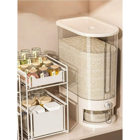 YFLXDMLYYSC  Rice Dispenser, Large Cereal Dry Food Storage Containers with Measuring Cup and Lid,Moisture Proof Airtight Food Dispenser Bucket White