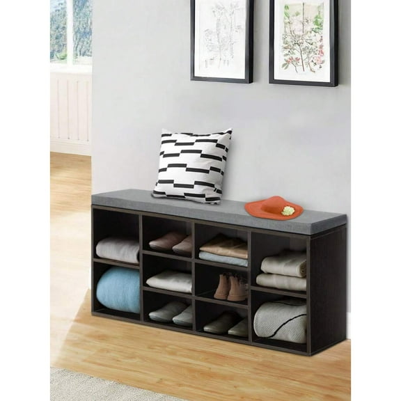 HOMCOM Shoe Bench, Modern Entryway Bench with Cushion and Hidden ...