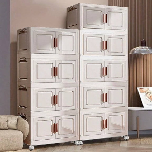 YFLXDMLYYSC Stackable Storage Bins, Plastic Storage Bins With Wheels, Folding Storage Bins With Lids And Doors, Closet Organizers And Storagebedroom,Organizer