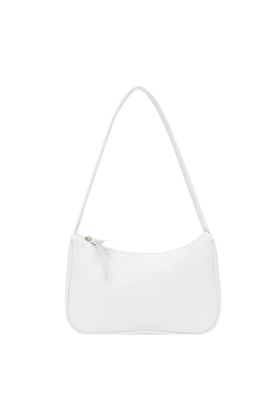 Simple Elegant Women Unisex Small Shoulder Bag Pure Color Sling Handbags (White)