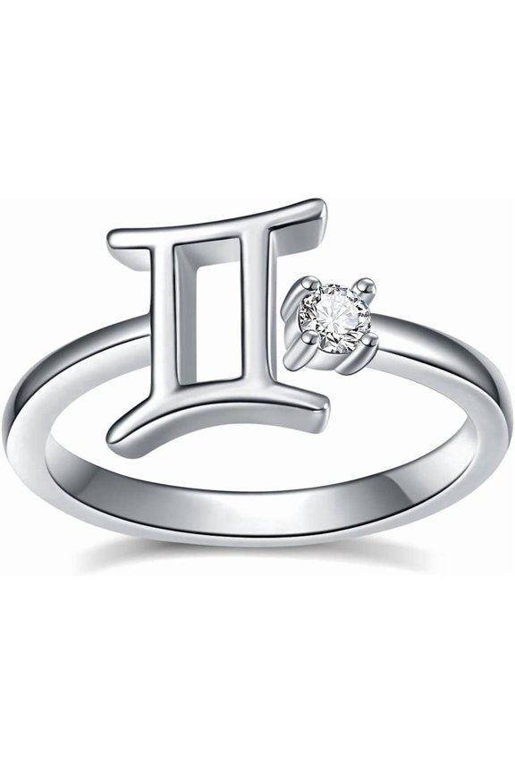 925 Sterling Silver Zodiac Sign Rings 12 Constellation Adjustable Ring Zodiac Jewelry Gift for Women