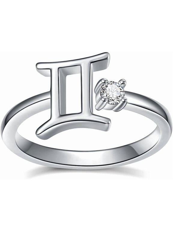 925 Sterling Silver Zodiac Sign Rings 12 Constellation Adjustable Ring Zodiac Jewelry Gift for Women