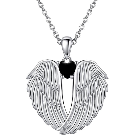 Angel Wings Necklace 925 Sterling Silver Guardian Angel Wings Pendant Necklace Birthstone Necklace for Women Christmas Jewelry Gifts