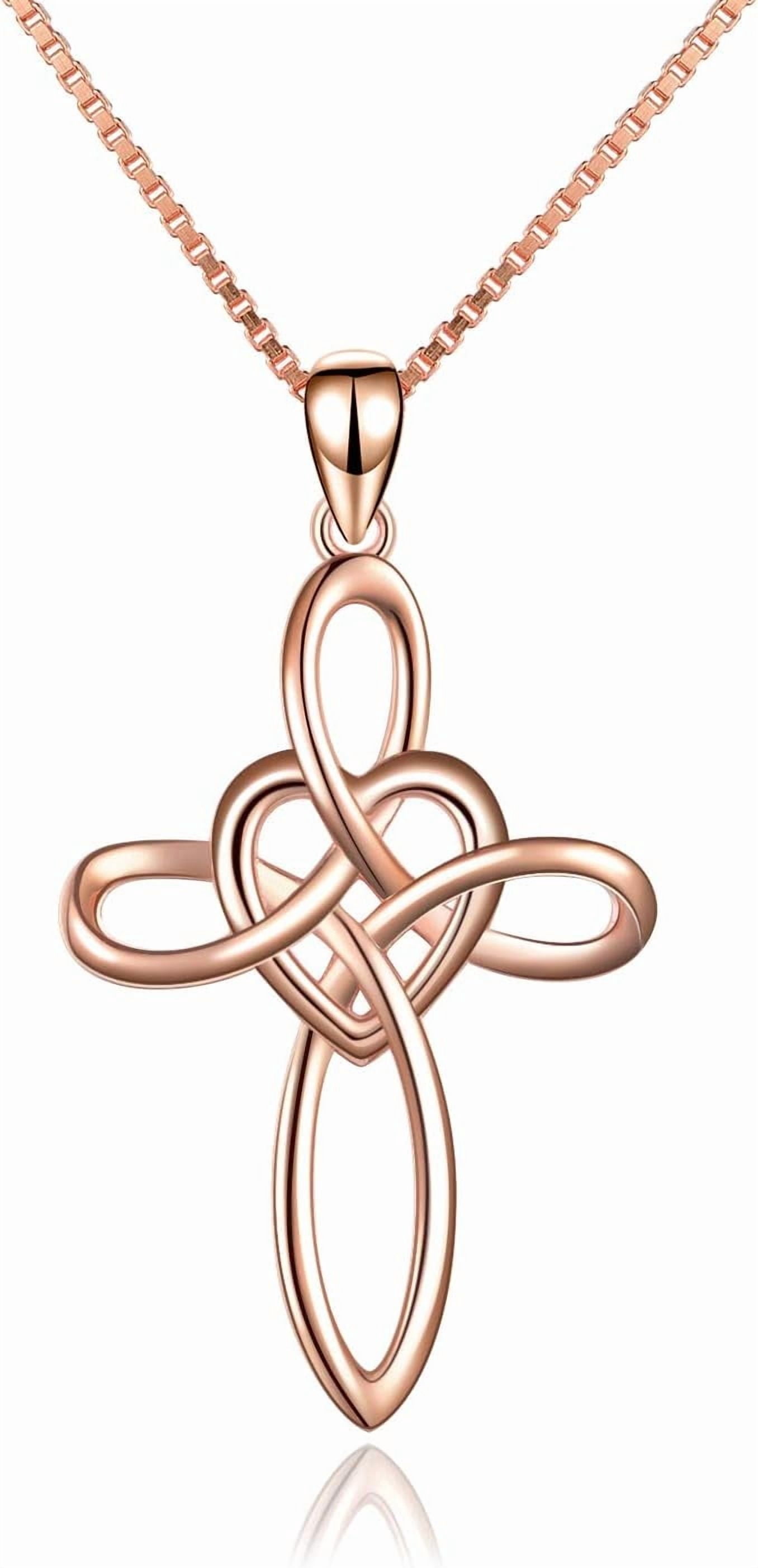 YAFEINI Celtic Knot Cross Necklace Sterling Silver Infinity Love Heart ...