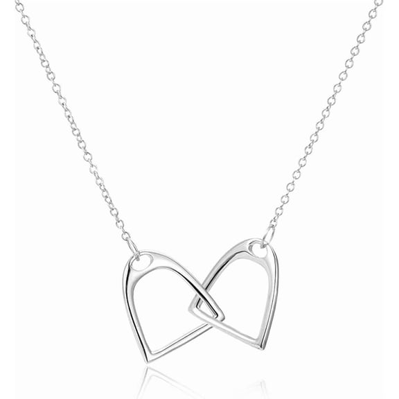 YAFEINI Horse Gift Jewelry 925 Sterling Silver Simple Double Horse Strirrup Lariat Necklace Horse Gift For Women