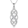 thumbnail image 1 of Irish Celtic Knot Created Opal Pendant Necklace Sterling Silver Black Necklaces for Women Men 18", 1 of 10