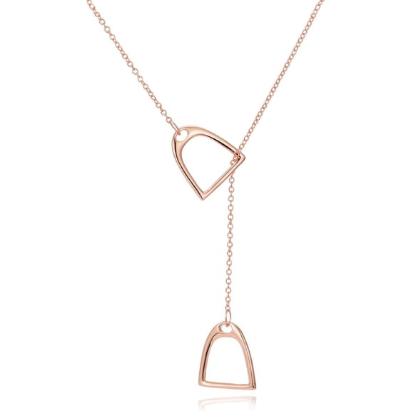 Sterling Silver Double Horse Strirrup Lariat Necklace Gift For Women